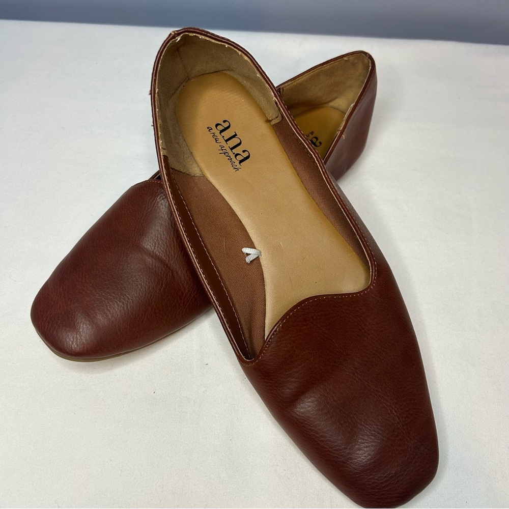 a.n.a Brown Leather Flats